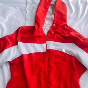 Red and White Windbreaker